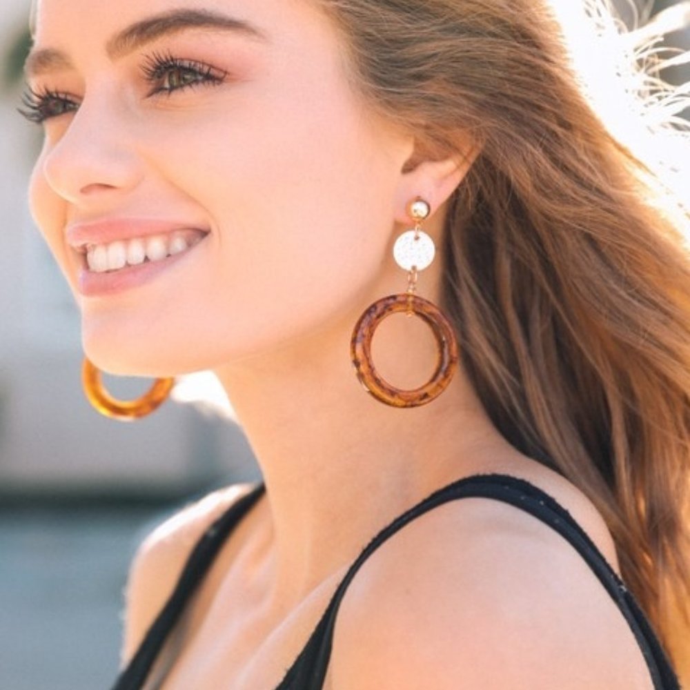 NEW Amber Hoop Drop Earrings